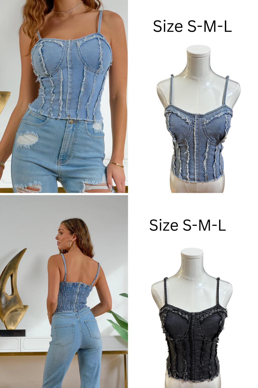 RAW EDGE DENIM TOP