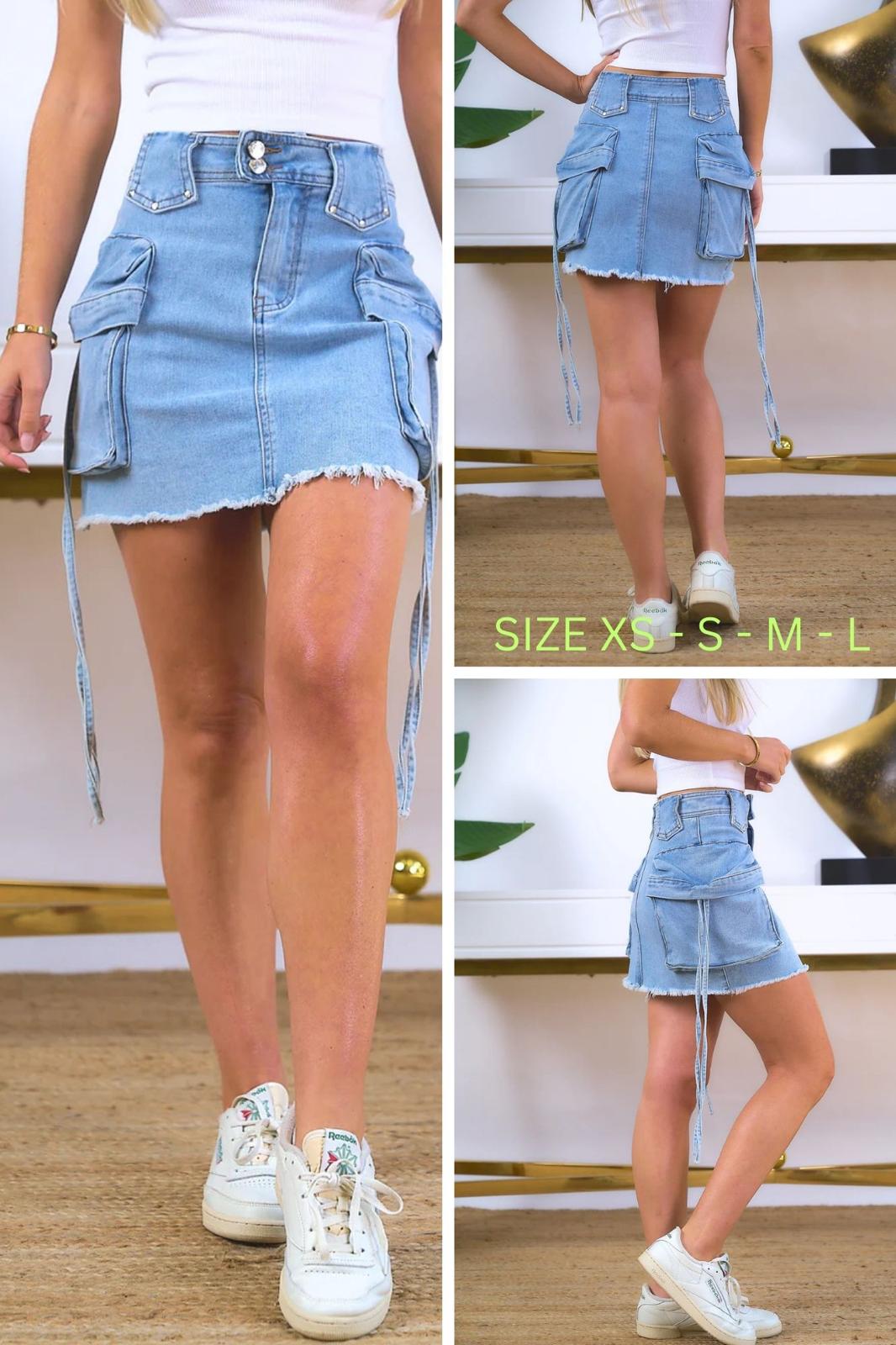 CARGO DENIM MINI SKIRT