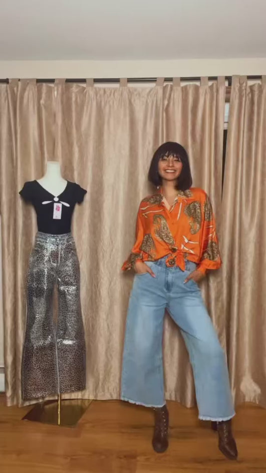 ABSTRACT PRINTED SATIN TOP